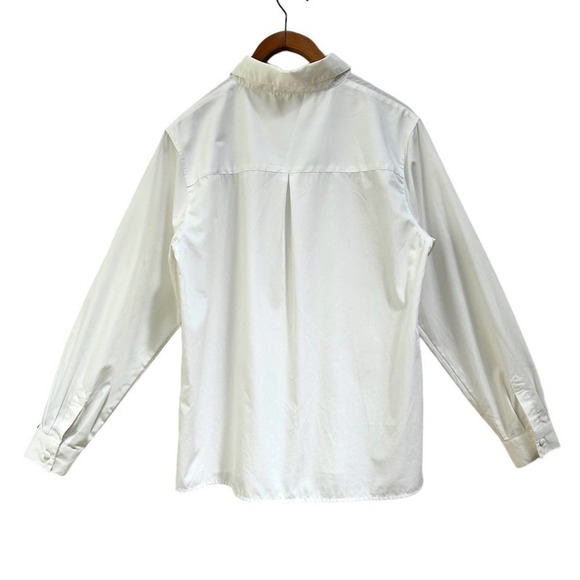 Vintage Autumn Halloween Fall Leaves Pumpkin Embroidered White Button Up Top - Picture 4 of 12